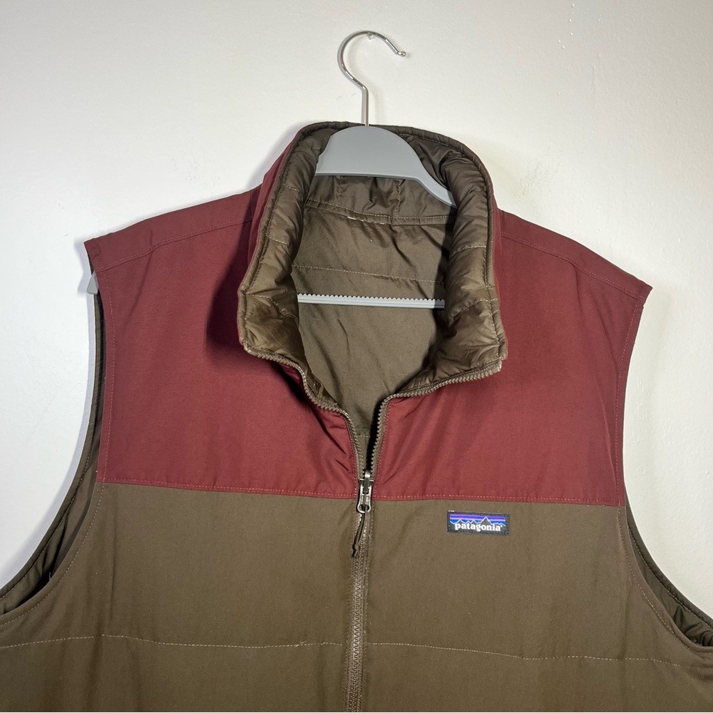 Patagonia Reversible Insulated Vest Olive Brown Burgundy Men’s - Picture 8 of 12